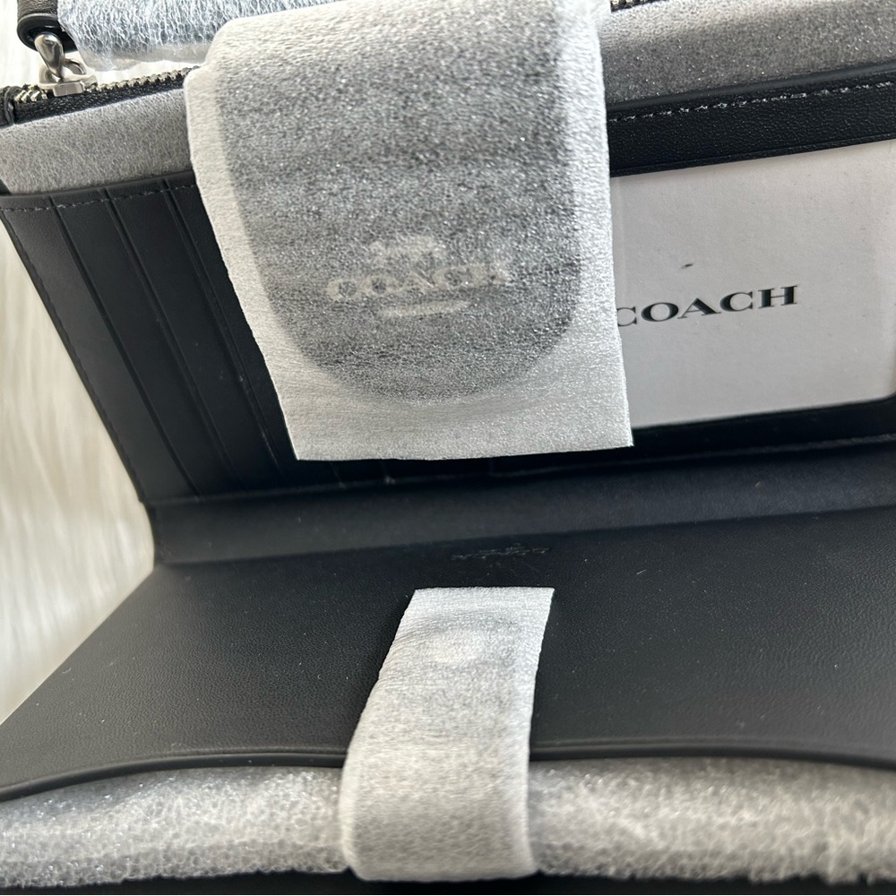 Coach Tech Wallet Graphite Black Signature Canvas C2874 NEW - Picture 3 of 4
